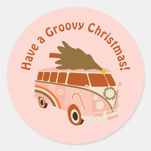 Groovy 70s Retro  Classic Round Sticker (Front)