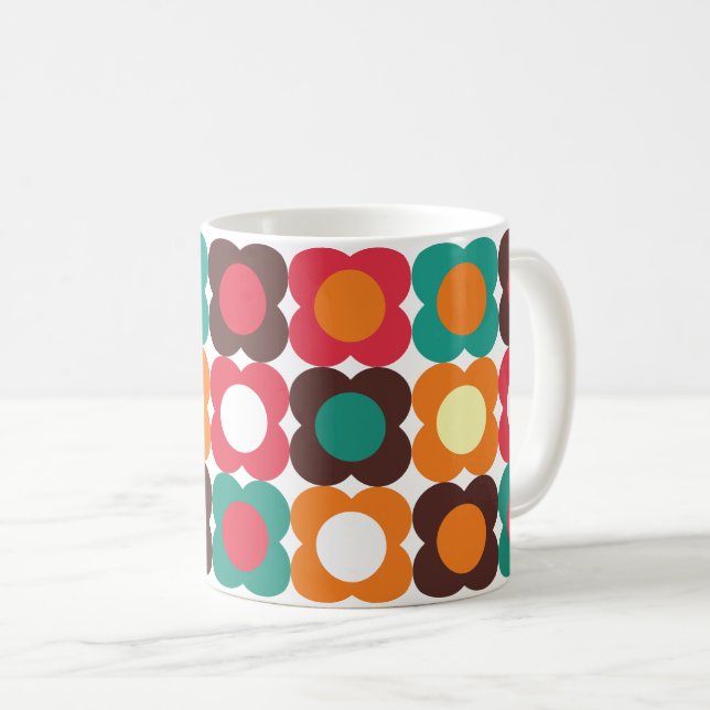 Groovy 70s Retro Flower Pattern | Bold Boho Floral Coffee Mug (Front Right)