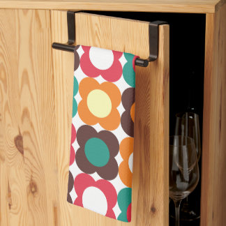Groovy 70s Retro Flower Pattern | Bold Boho Floral Kitchen Towel