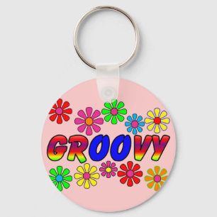 Groovy 70's Retro Flower Power Gifts Keychain