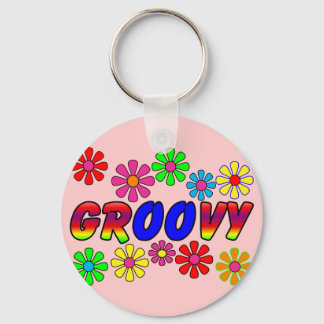 Groovy 70's Retro Flower Power Gifts Keychain