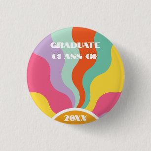 Groovy 70s Retro Pin Education Graduation Colourfu