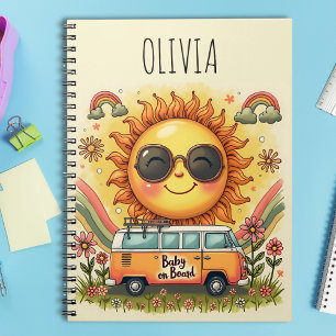 Groovy 70s Retro Smiling Sun, Peace & Love Vibes Notebook