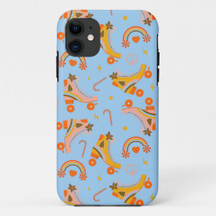 Groovy 70s roller skate Christmas pattern iPhone 11 Case