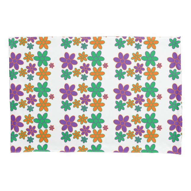 Groovy 70s Style Flower Tissue Paper Pillowcase (Front)