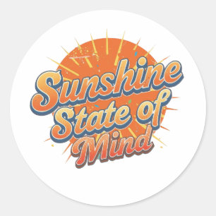 Groovy 70s Style Summer Sunset Classic Round Sticker
