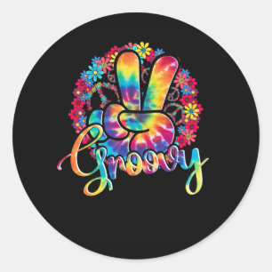 Groovy 70S Tie Dye Vintage Retro Hippie Halloween Classic Round Sticker