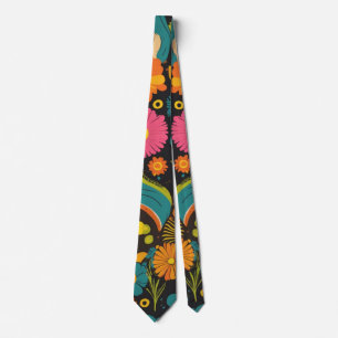 Groovy 70s Vibes Retro Pattern Tie