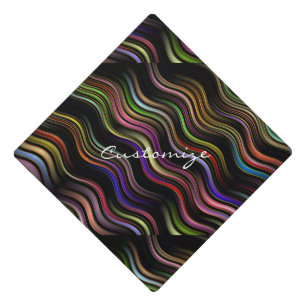 Groovy 70's wavy hippie psychedelic graduation cap topper