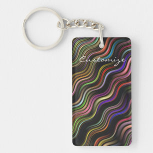 Groovy 70's wavy hippie psychedelic keychain