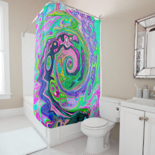 Groovy Abstract Aqua and Navy Lava Swirl