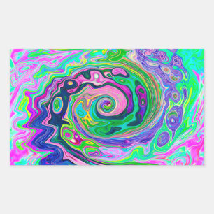 Groovy Abstract Aqua and Navy Lava Swirl Sticker