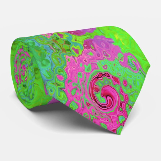 Groovy Abstract Green and Red Lava Liquid Swirl Tie (Rolled)