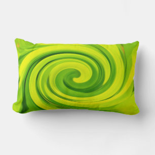 Groovy Abstract Green Liquid Art Swirl Painting Lumbar Pillow