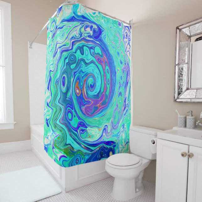 Groovy Abstract Ocean Blue and Green Liquid Swirl (In Situ)