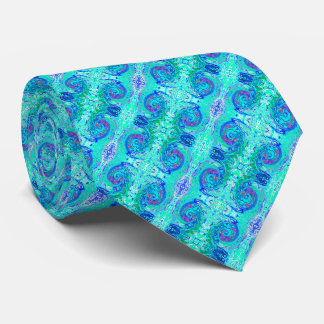 Groovy Abstract Ocean Blue and Green Liquid Swirl Tie