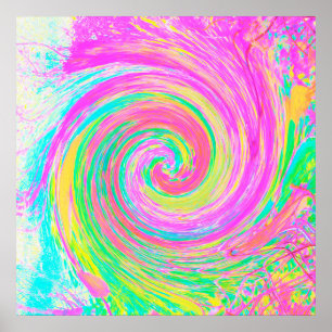 Groovy Abstract Pink and Blue Liquid Swirl Poster