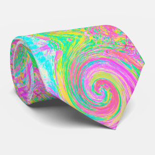 Groovy Abstract Pink and Blue Liquid Swirl Tie