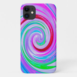 Groovy Abstract Red Swirl on Purple and Pink iPhone 11 Case