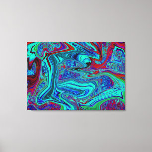Groovy Abstract Retro Art in Blue and Red Canvas Print