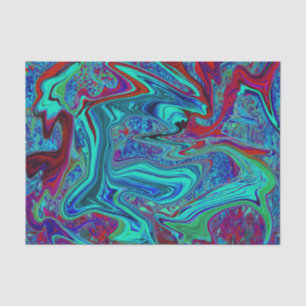 Groovy Abstract Retro Art in Blue and Red Tissue Paper