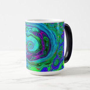 Groovy Abstract Retro Green and Blue Swirl Magic Mug