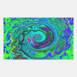 Groovy Abstract Retro Green and Blue Swirl Sticker