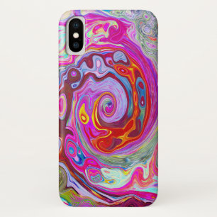 Groovy Abstract Retro Hot Pink and Blue Swirl Case-Mate iPhone Case