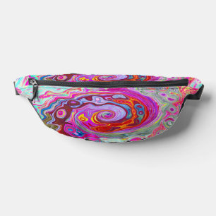 Groovy Abstract Retro Hot Pink and Blue Swirl Fanny Pack