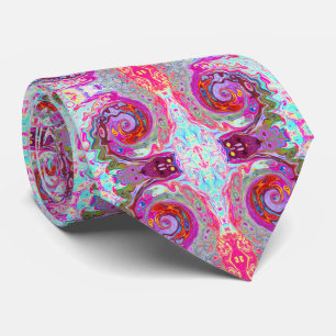 Groovy Abstract Retro Hot Pink and Blue Swirl Tie