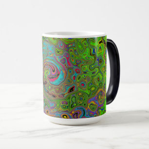 Groovy Abstract Retro Lime Green and Blue Swirl Magic Mug