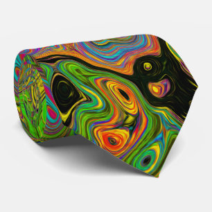 Groovy Abstract Retro Lime Green and Blue Swirl Tie