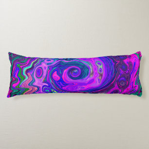 Groovy Abstract Retro Magenta and Purple Swirl Body Pillow