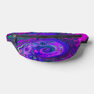 Groovy Abstract Retro Magenta and Purple Swirl Fanny Pack