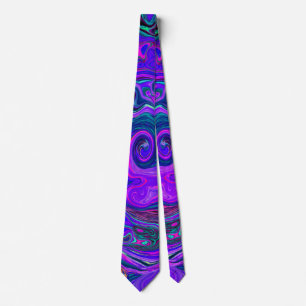 Groovy Abstract Retro Magenta and Purple Swirl Tie