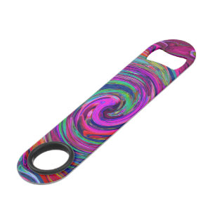 Groovy Abstract Retro Magenta Dark Rainbow Swirl Bar Key