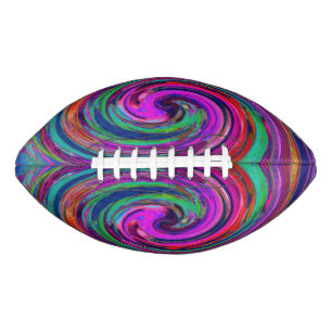 Groovy Abstract Retro Magenta Dark Rainbow Swirl Football