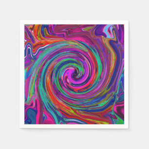 Groovy Abstract Retro Magenta Dark Rainbow Swirl Napkin
