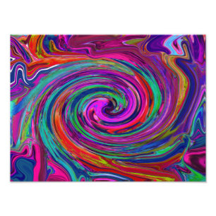 Groovy Abstract Retro Magenta Dark Rainbow Swirl Photo Print