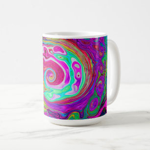 Groovy Abstract Retro Magenta Rainbow Swirl Coffee Mug