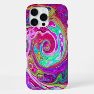 Groovy Abstract Retro Magenta Rainbow Swirl iPhone 16 Pro Max Case