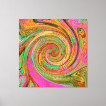 Groovy Abstract Retro Orange and Green Swirl