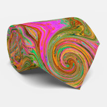 Groovy Abstract Retro Orange and Green Swirl