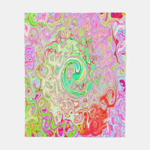 Groovy Abstract Retro Pastel Green Liquid Swirl Fleece Blanket