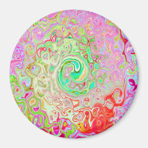Groovy Abstract Retro Pastel Green Liquid Swirl Magnet