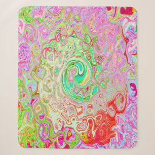 Groovy Abstract Retro Pastel Green Liquid Swirl Sherpa Blanket