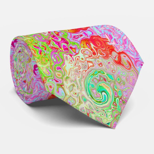 Groovy Abstract Retro Pastel Green Liquid Swirl Tie (Rolled)