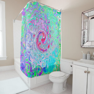 Groovy Abstract Retro Pink and Green Swirl