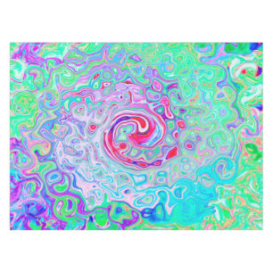 Groovy Abstract Retro Pink and Green Swirl Tablecloth