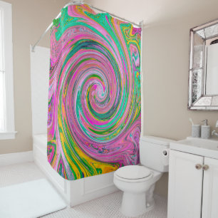 Groovy Abstract Retro Pink and Mint Green Swirl
